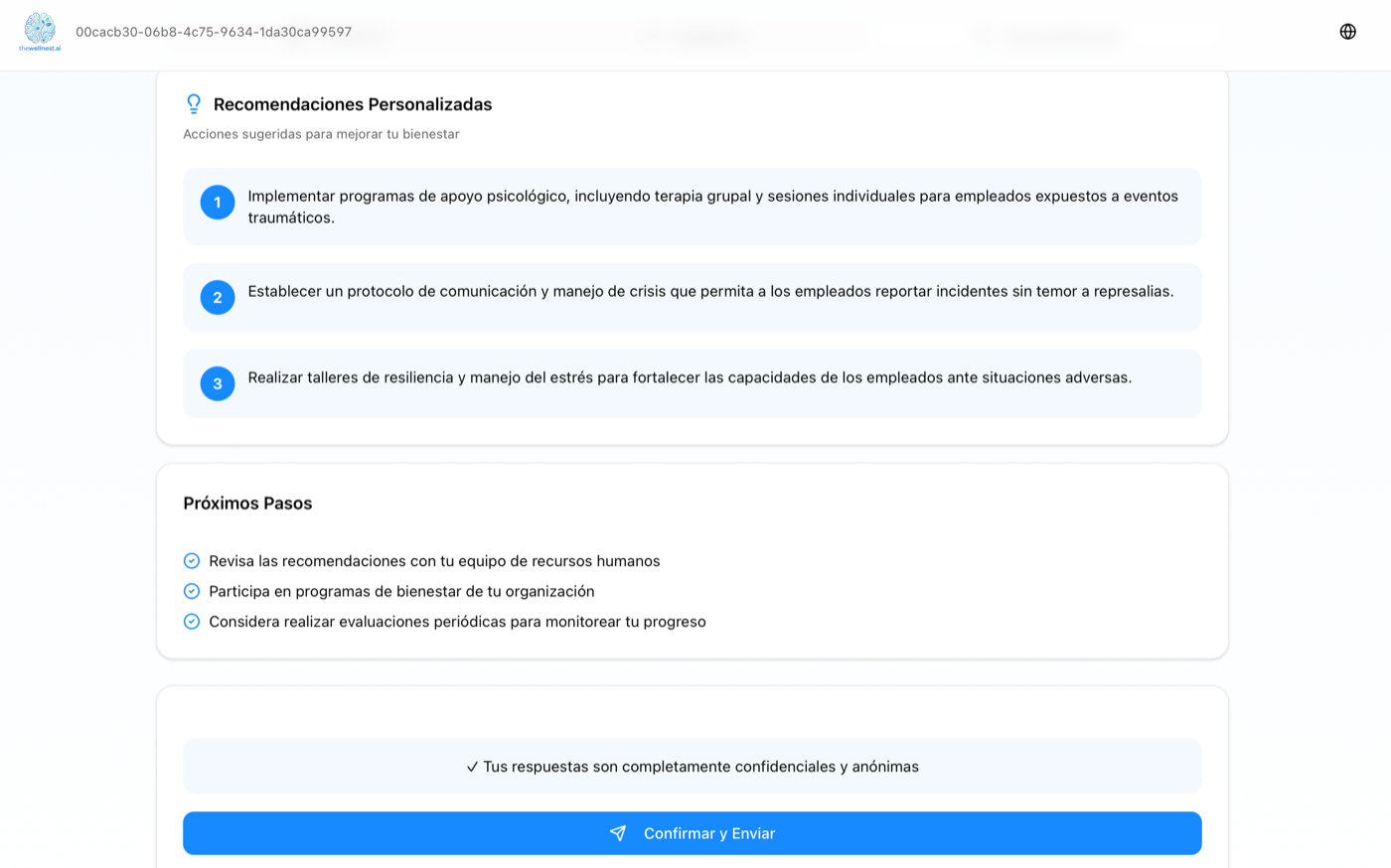 Recomendaciones personalizadas y proximos pasos de intervencion
